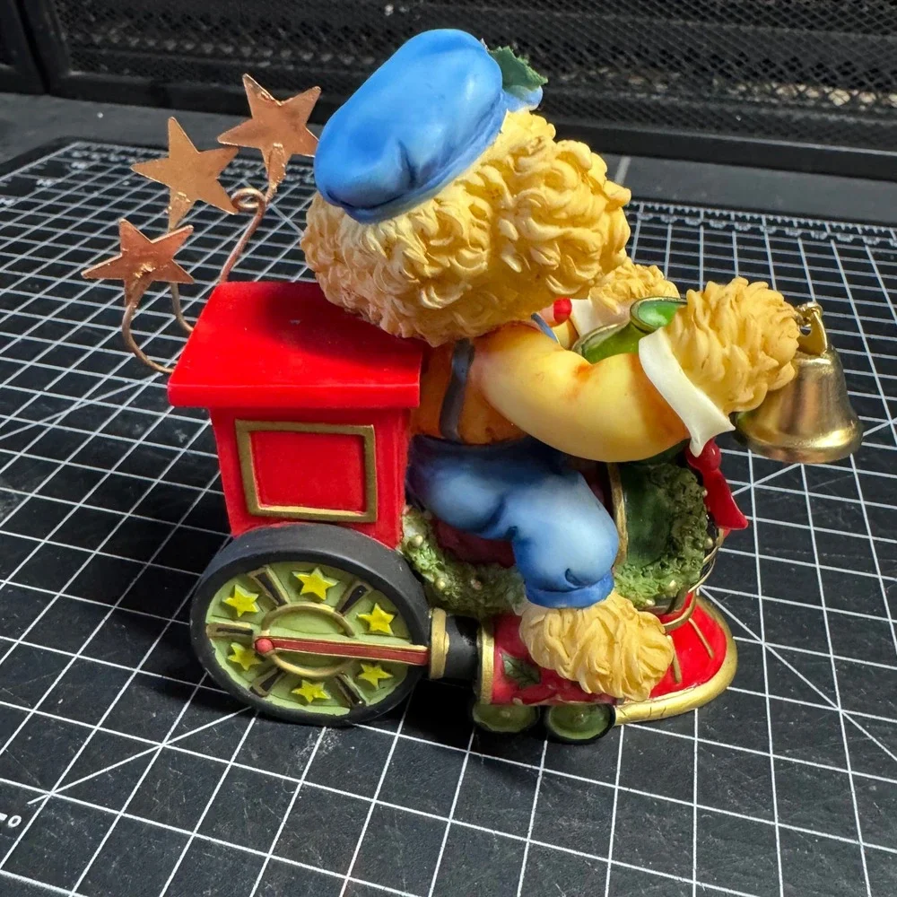 Vtg Robinsons May Christmas Teddy Bear Train Conductor Figurine Holiday Decor